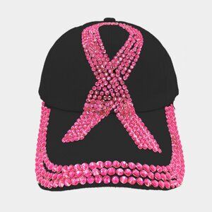 • Bling Studded Pink Ribbon Baseball Cap
